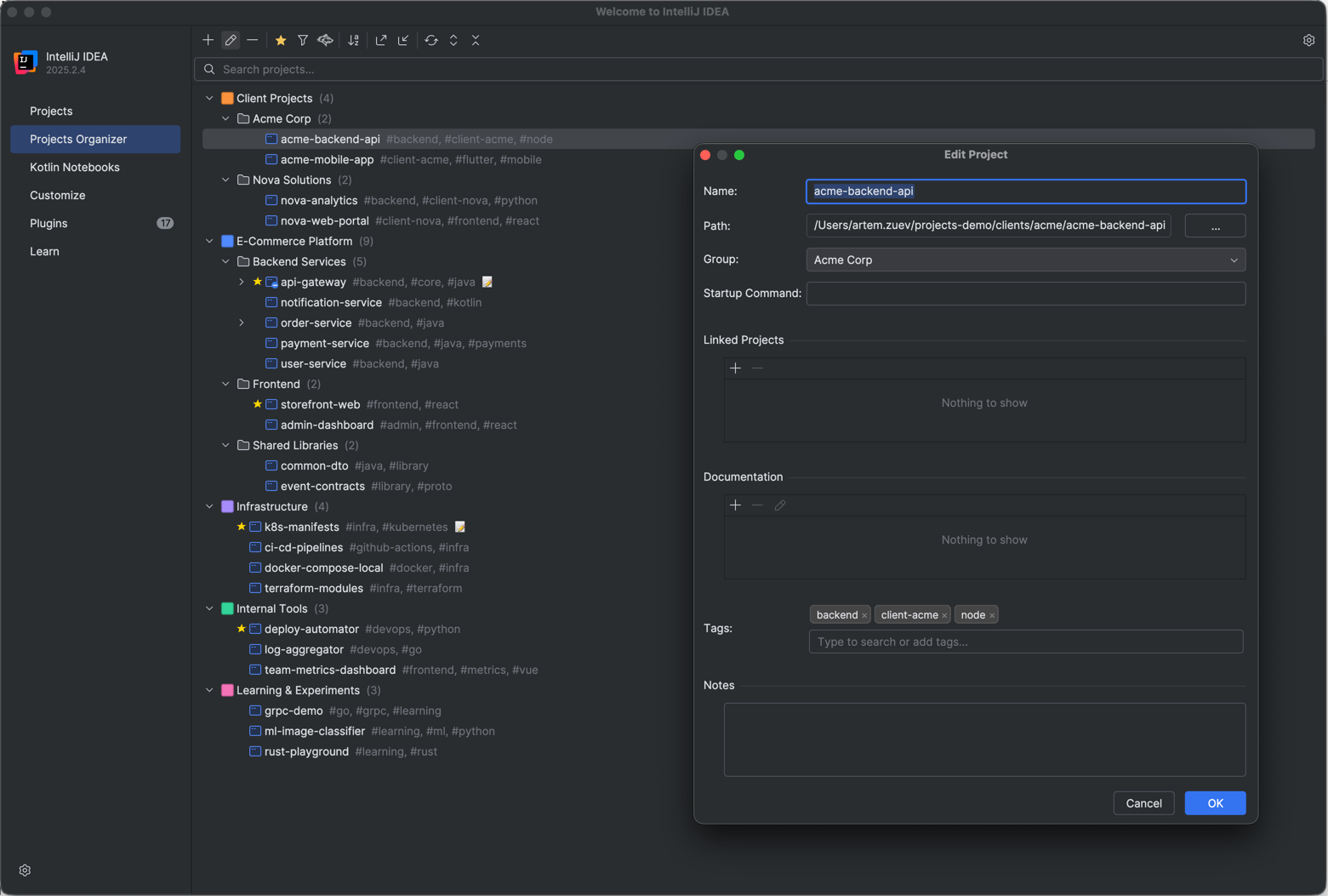 Project & Task Organizer — Free project & task manager for JetBrains IDEs